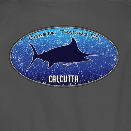 Calcutta Oval Fade Marlin TShirt No Pocket Charcoal Lg OFM-CHR-L